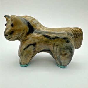 Zuni Horse Fetish Hayes Leekya Signed Striped Turquoise Hooves Native American
